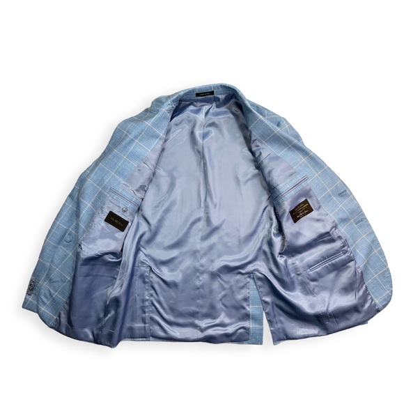 Blue Men Blazer Linen-Blend Sport Coat - Picture 3 of 13